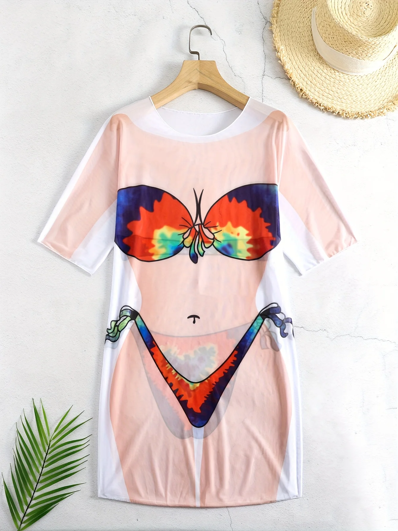 

Пляжная накидка-бикини для женщин, разноцветная накидка с принтом для горячих источников, отпуска, вечеринок, пляжная накидка для женщин