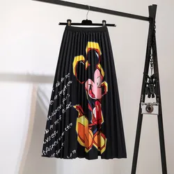 Disney Mickey Mouse gonna a pieghe Kawaii Micky Print Street Style gonna del sole estate 2024 nuovo stile