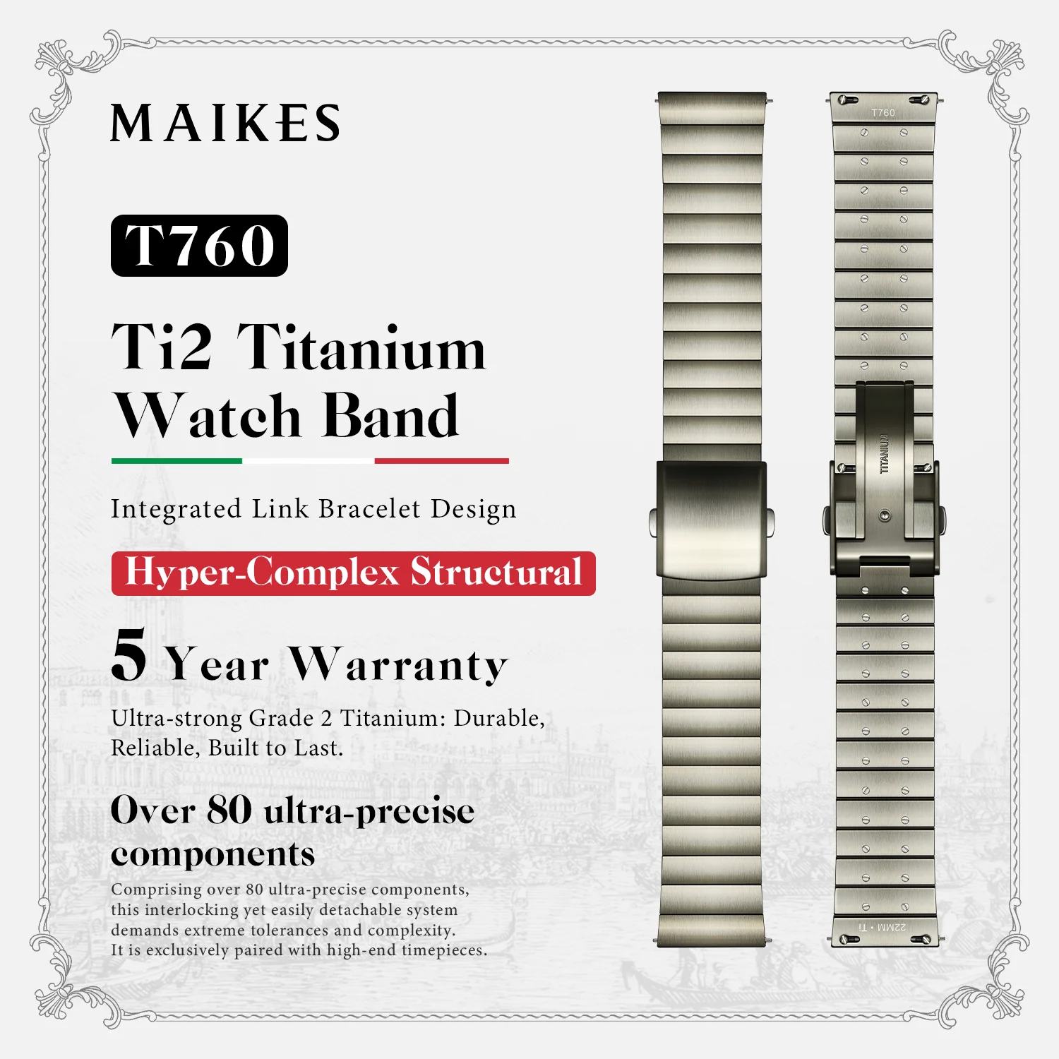 

MAIKES T760 Ti2 Integrated Link Titanium Bracelet Watch Band Quick Release Watch Accessories Metal Strap 22mm 24mm