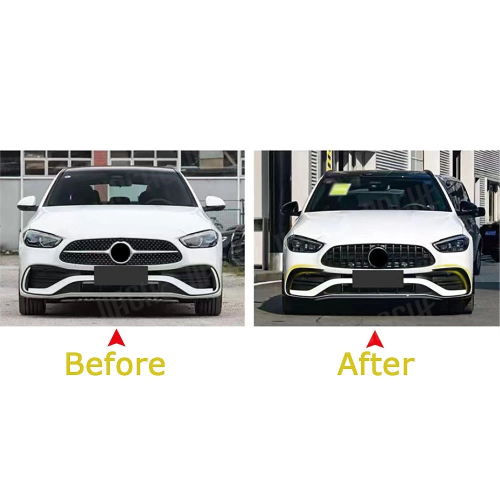 

Накладки на воздухозаборники (канарды) JCYECF ABS, глянцевый черный цвет, для переднего бампера Mercedes-Benz C-класса W206 C43 AMG Sport 2023+