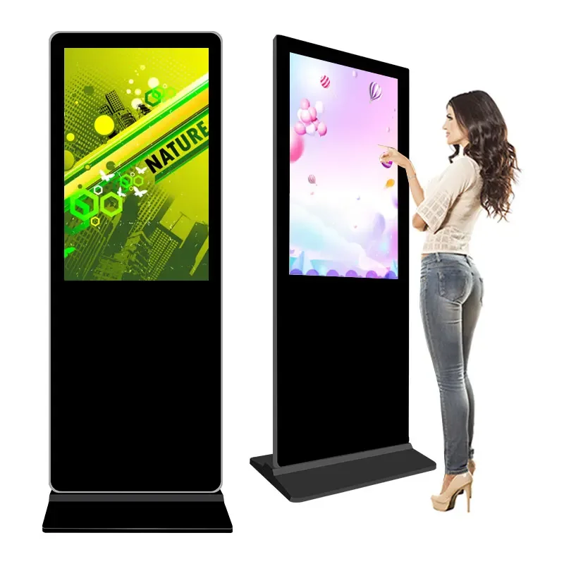 VETO 43 45 55 Ultra thin 4k Floor Standing Kiosk indoor vertical mall digital signage player with cms software