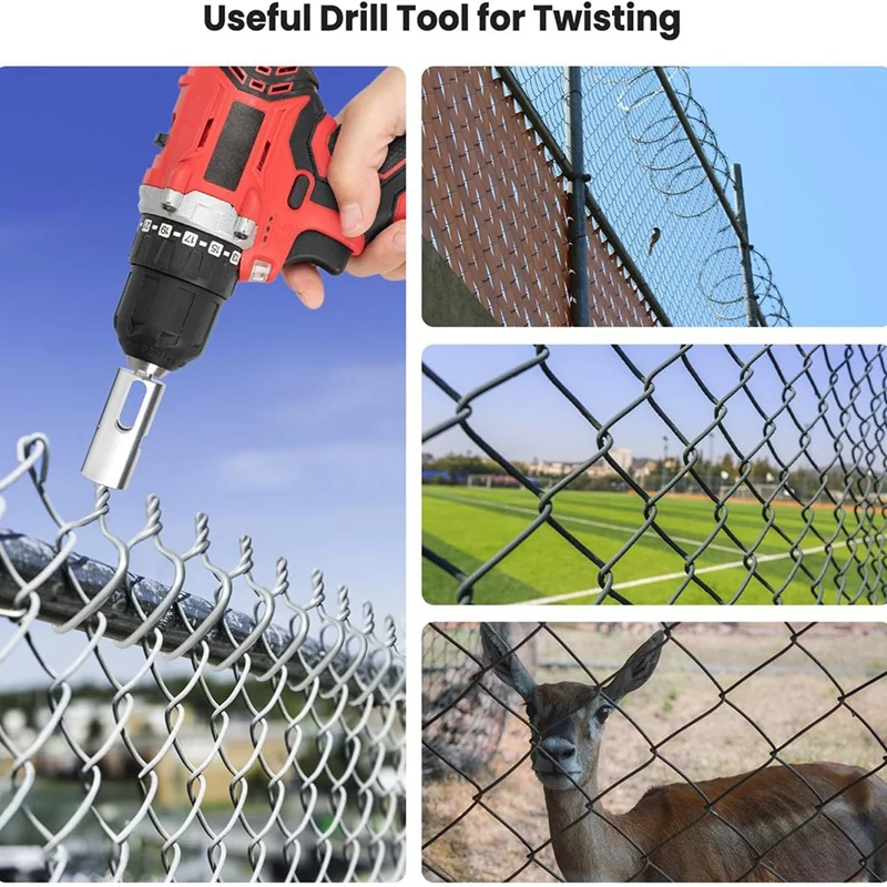 LJL-Ez 9 Gauge Drill Chuck Twist Ties Tool -Chain Link Fence Wire Twister For Drill, Chainlink Fencing Twisting Installation