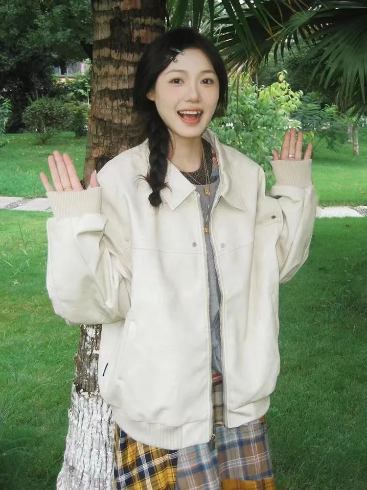 

Loose jackets Coats Women Puffy Tassel Grey Varsity British Thickening Ultra-Soft Fabrics Loose-Fit Contrast Straight Tie-Dyed