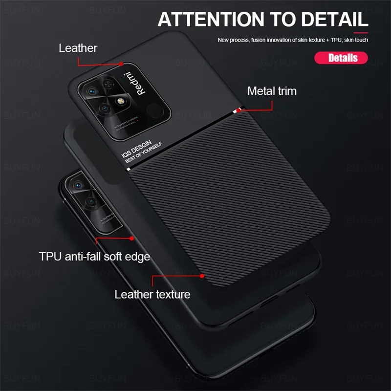 For Xiaomi Redmi 10C Case Car Magnetic Holder Leather Cover Redmy Radmi 10C 10 C C10 Soft Frame Protect Funda On Redmi10 6.71\