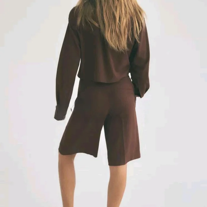 Autumn and Winter New Women Set Draping Short Shirt 86342 High Waist Draping Casual Shorts 6929508