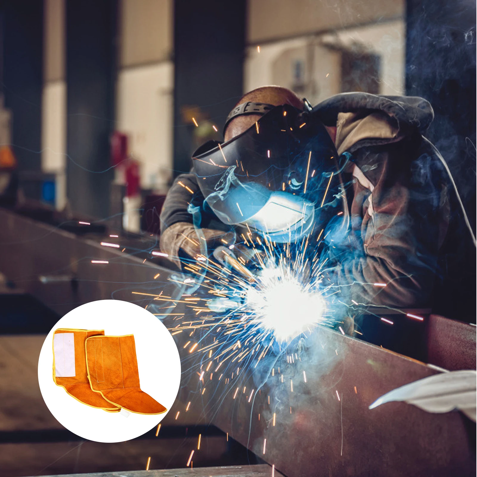 

Durable Cowhide Foot Protector Welding Shoes Cover Heat Insulating Safety Tool Premium Material Anti Slip Easy Use for Welding