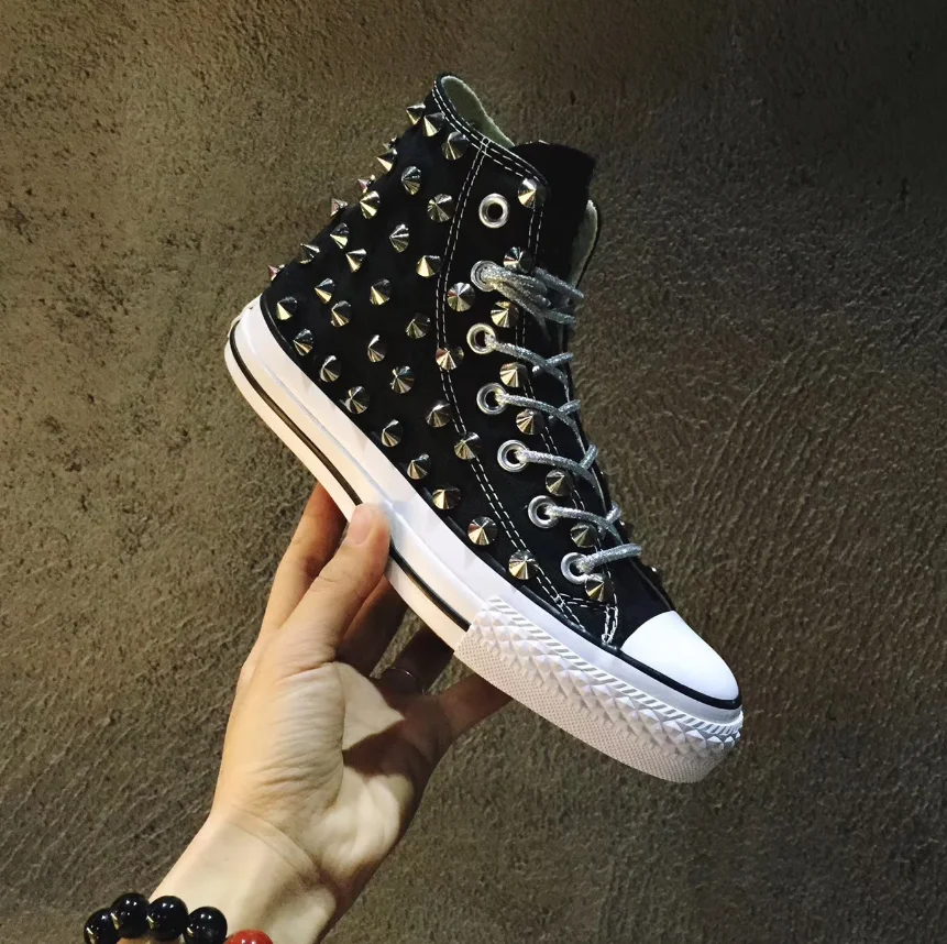 High top spikes custom street dance canvas fashion men\'s and women\'s integrated sports casual shoes plus size 35-46