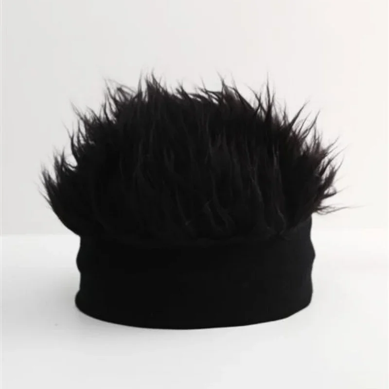 Gorro de peluca creativo, gorros divertidos de pelo corto para mujeres y hombres, novedad, gorro de Hip Hop callejero, gorro con pinchos de pelo falso, gorros Retro divertidos