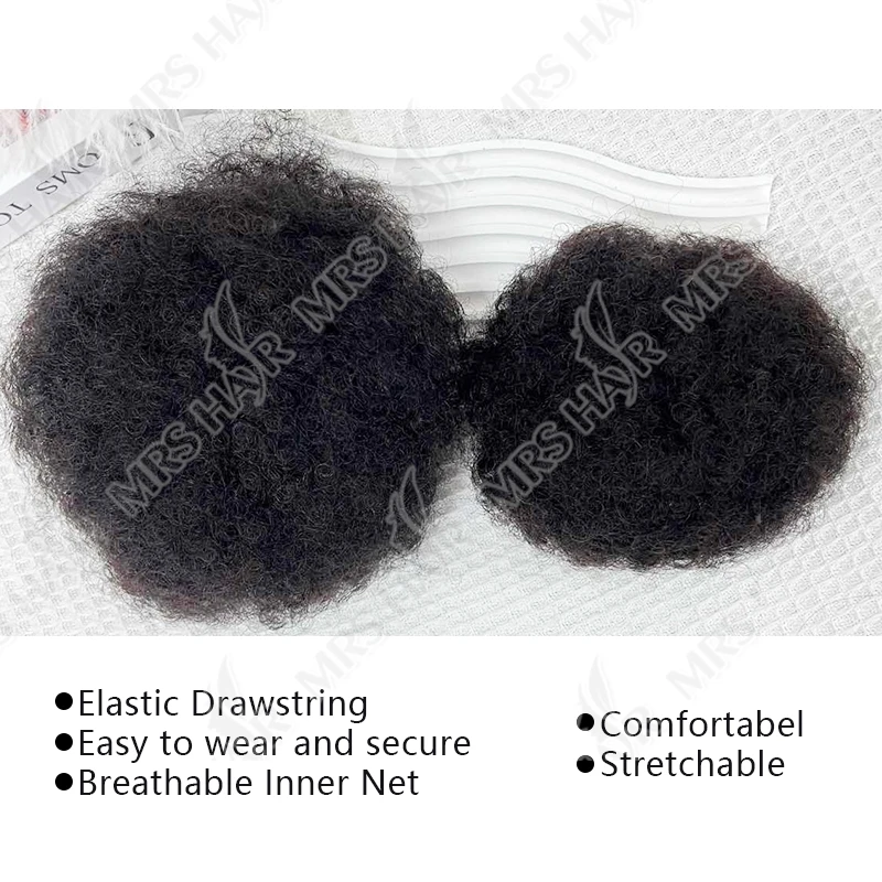 Capelli umani coda di cavallo crespo ricci Afro Puff coulisse panino alto fermaglio per capelli in su estensioni Updo per donne nere 4 6 8 pollici