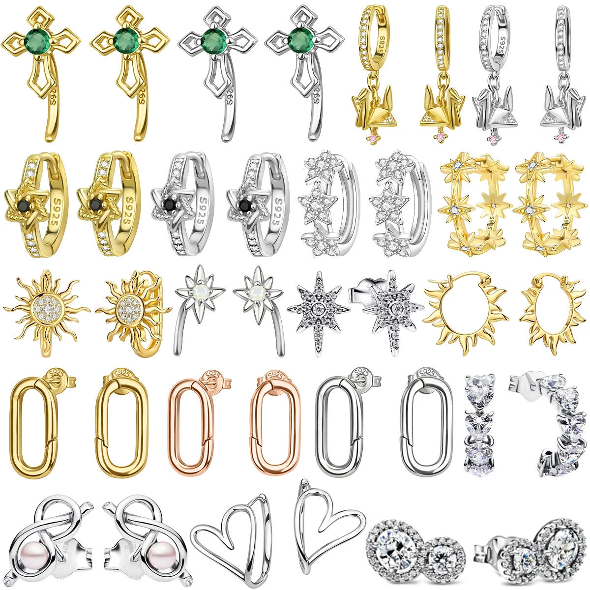 تألق 925 فضة النجمي هوب أقراط الرائعة إنفينيتي هندسية أقراط للمرأة حفل زفاف مجوهرات هدية #1