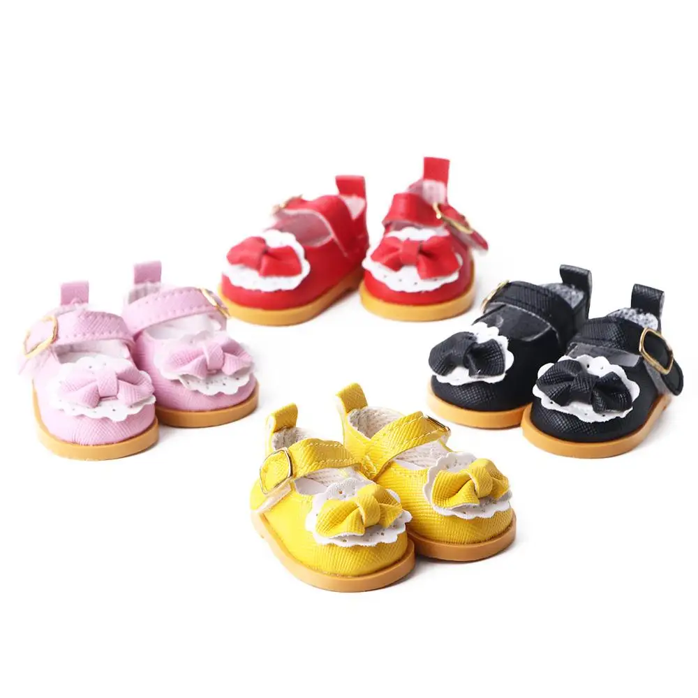 Mini chaussures décorées en cuir PU avec nœud pour fille, accessoires beurre, convient pour 14 amaran, vêtements décontractés, meilleur G, 1 paire, 5.5cm