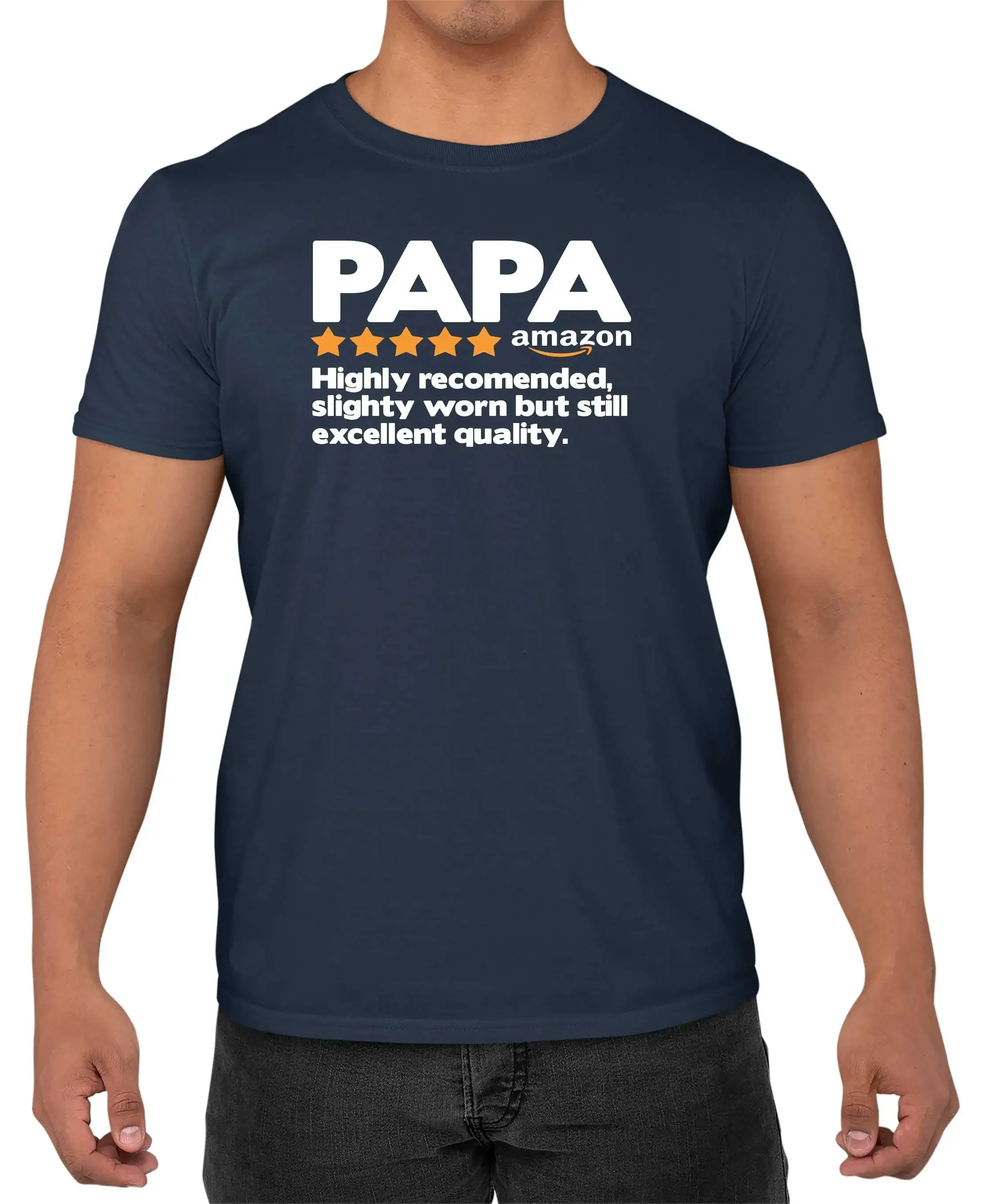 Papa T Shirt 5 Star Rating Funny GifT Men s Fathers Day Top
