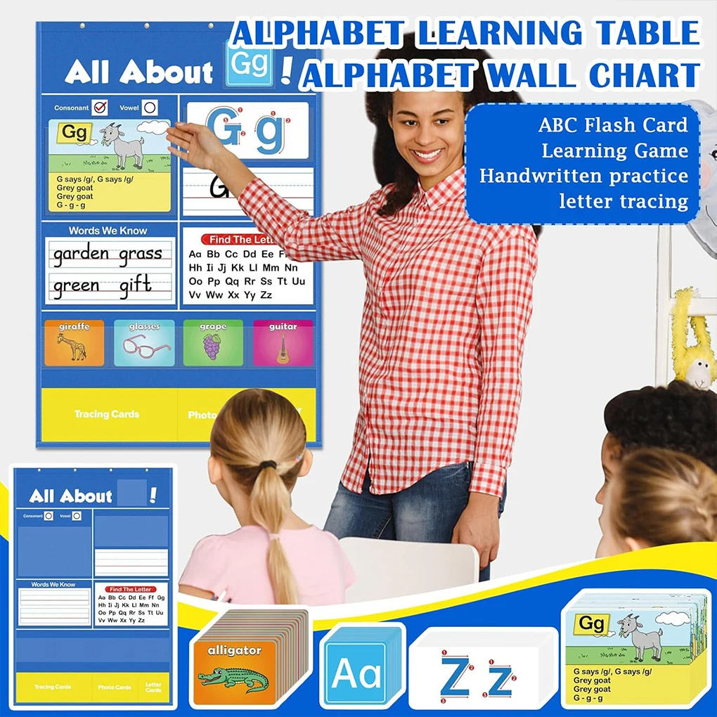 Alphabet Learning Pocket Chart Fun Alphabet Chart Homeschool Activities Letter Learning Supplies For Boys Girls Kids Teens