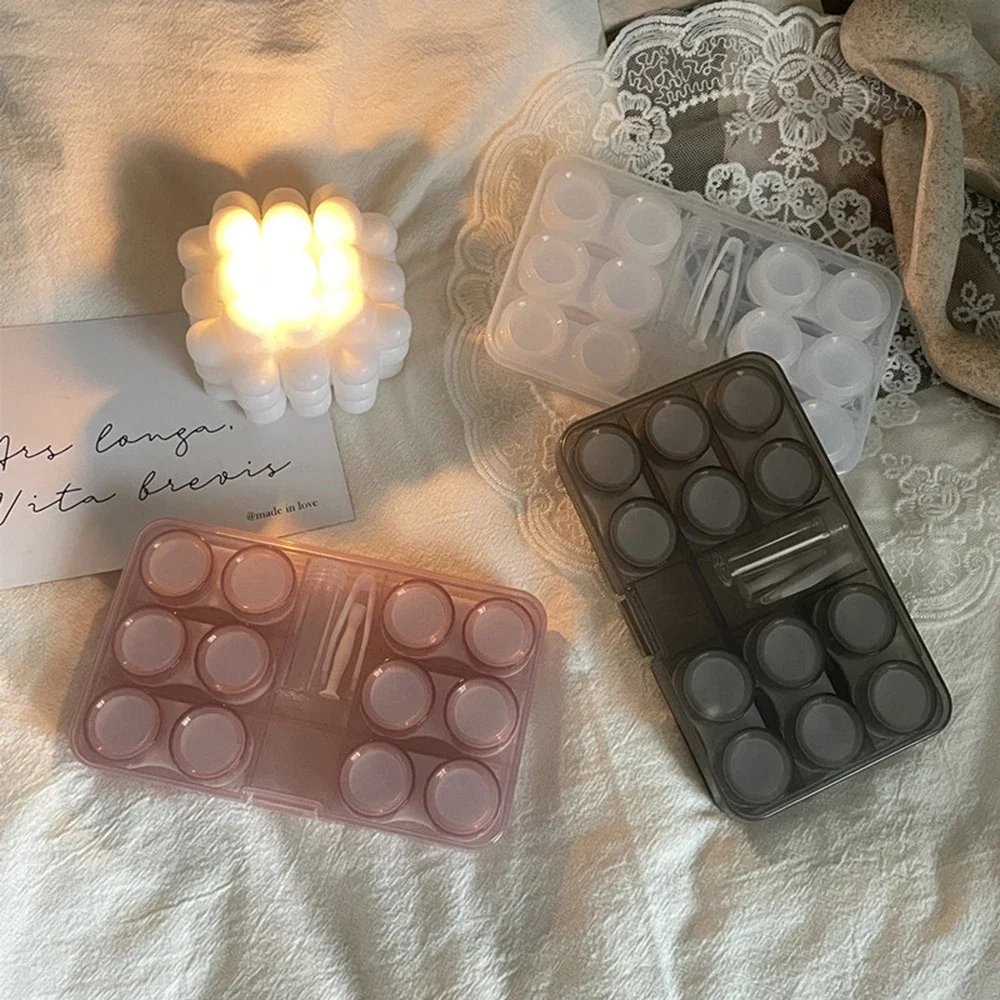 6 Pairs Large Contact Lenses Soak Storage Case with Stick Travel Portable Contact Lens Box Holder Clear Eyewear Container