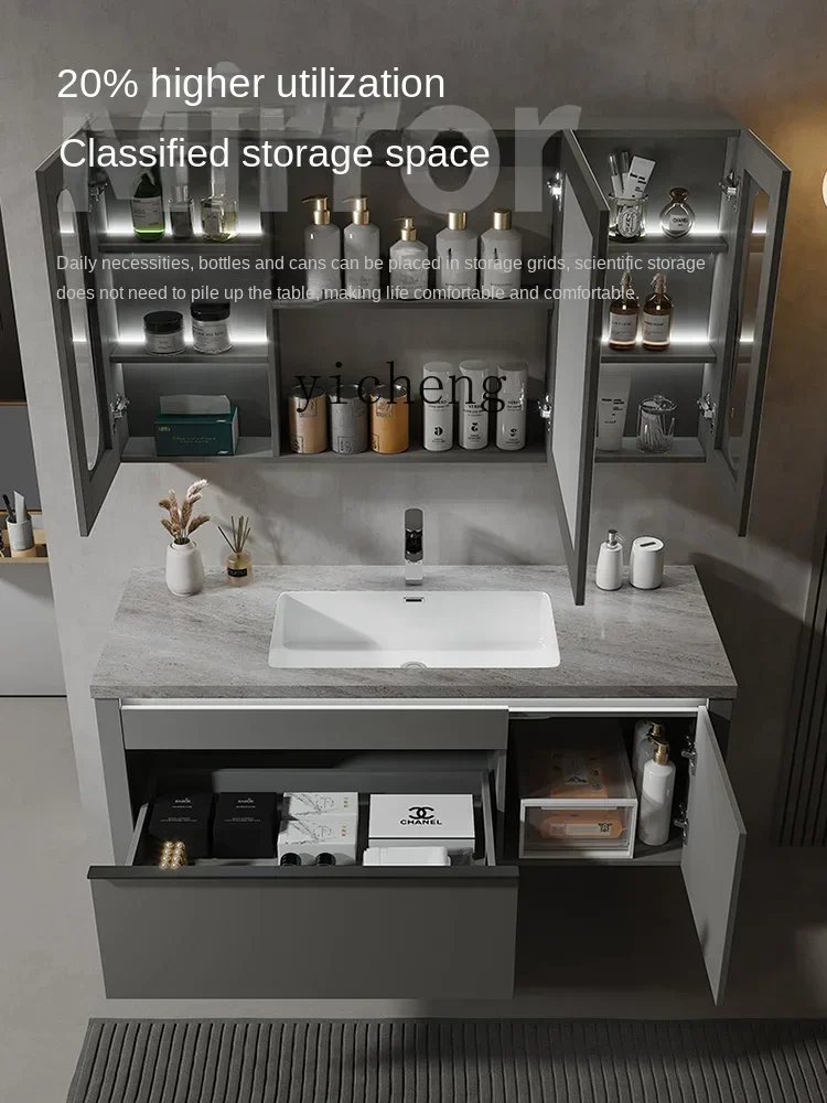 YSG Seamless Ceramic Basin Bathroom Cabinet Washstand Washbasin Cabinet Combination Wash Basin Cabinet