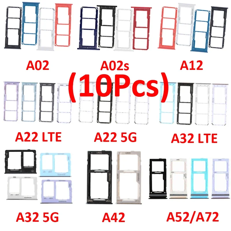 

10Pcs Phone Sim tray For Samsung Galaxy A02 A02s A12 A22 A32 LTE A42 A52 A52s A72 5G New SIM Chip SD Card Jacket Holder Pocket