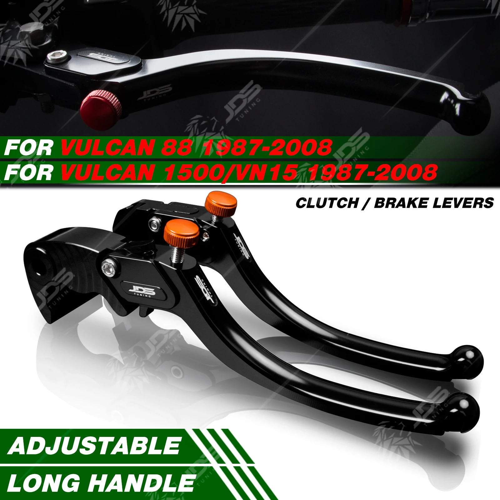 

JDSTUNING For Kawasaki VULCAN 88/VULCAN 1500/VN15/VN1500 1987-2008 Clutch Lever Brake Lever Set Long Handle Levers Accessories