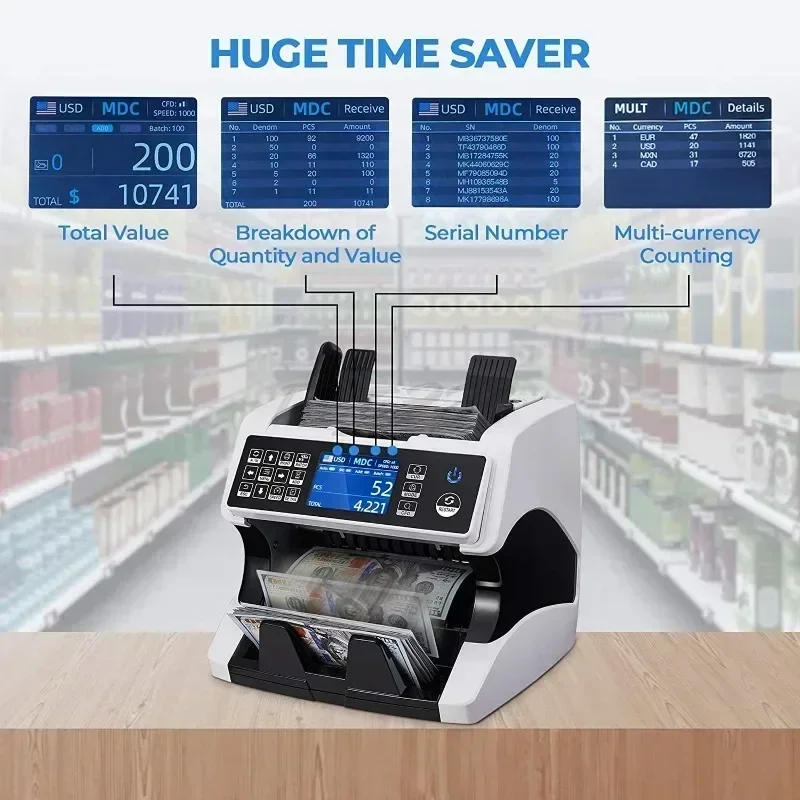 AL-920 Dual CIS Iage Scanning ulti Currency ertical Counting hine for USD and EUR Currency erification hines