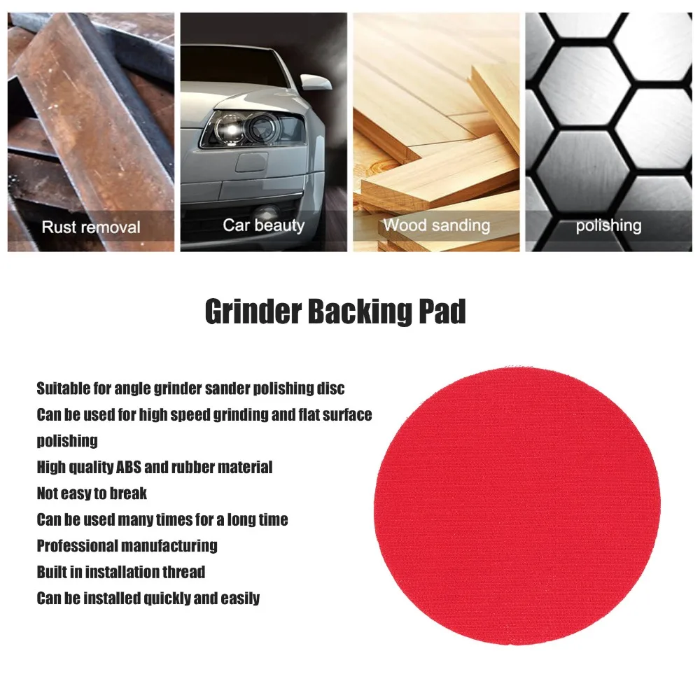 2pcs Rubber Material Grinder Backing Pad 5 Inch Size M14 Thread Rotary Buffing Pad 125mm Diameter Hook and Loop Fastener