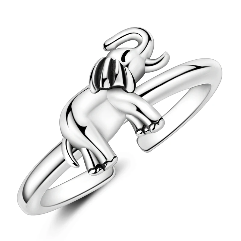الأصلي 925 فضة الفيل خواتم مفتوحة للنساء مجوهرات للبنات هدايا المناسبات عيد ميلاد