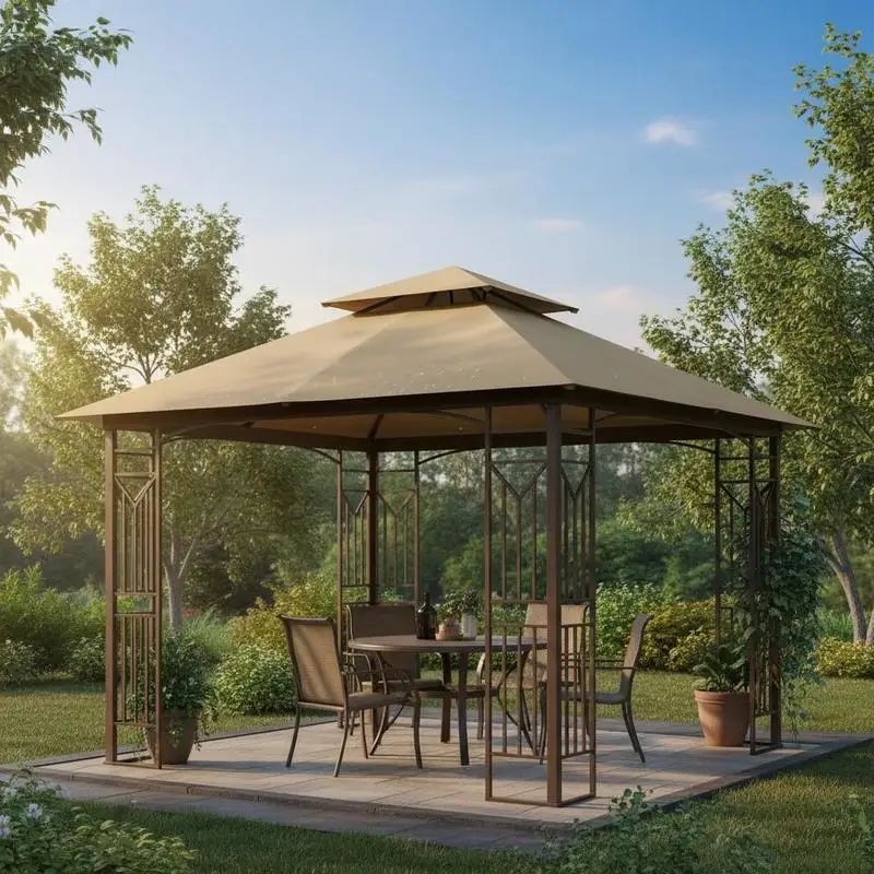 

3 x 4m Gazebo Canopy Replacement Cover, Gazebo Roof Replacement (TOP COVER ONLY), Khaki