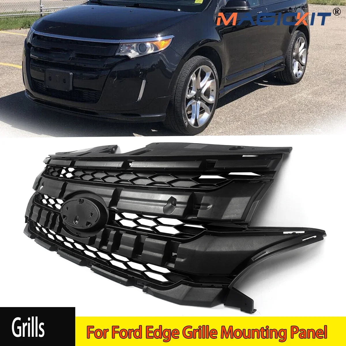 

MAGICKIT Fits For Ford Edge Grille Mounting Panel FO1223119 65995JC Black 2011-2014