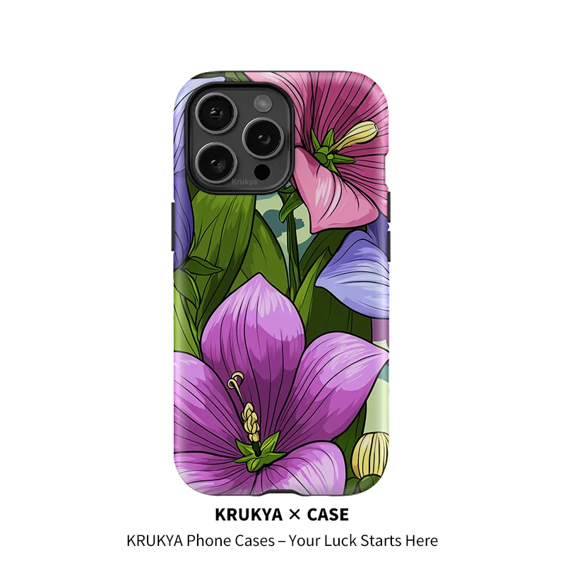 

Krukya Flower Phone Case For iPhone 15 11 13 12 14 16 17 Pro Max 15 Pro XR XS X 14 Plus SE 2020 Anti-drop Double-layer Cover