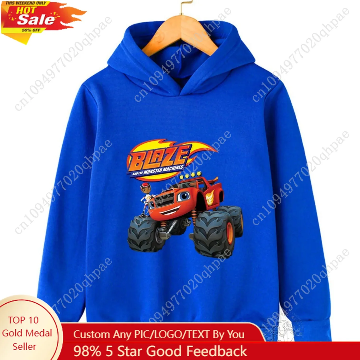 

Boys Super Cool Blaze and the Monster Machines Printed Fleece Warm Hoodie Kids Fall and Winter Casual Fashion Soft Sweatshirt