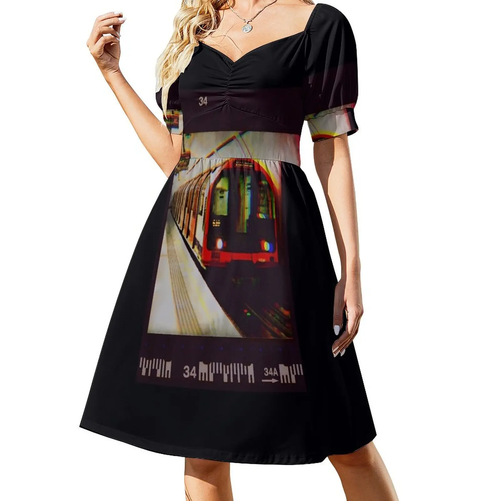 

London Underground Train Film Photograph \t \t\t Short Sleeved Dress clothes for women women's evening dress 2025 Dress