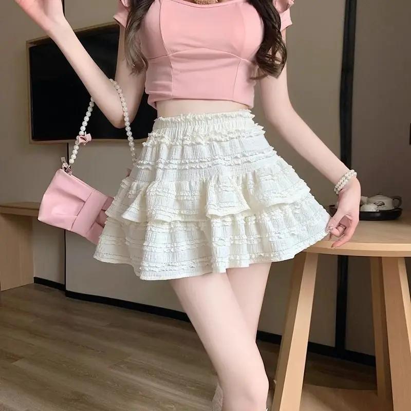 

Skirts Womens Lace Layered Ruffle Hollow Cake French Palace Court European Elegant Wedding Party Cocktail Formal Gown Beautiful