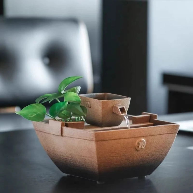 Flowing water ornament ceramic creative home ornament feng shui home collection decoration