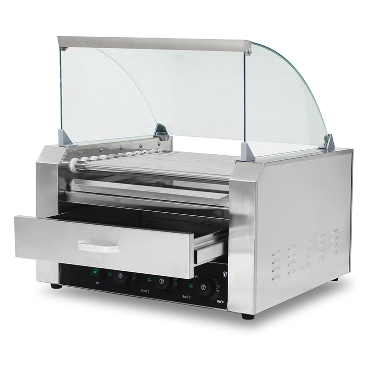 Fast Food Commercial Hot Dog Sausage Maker Machine Hot Dog Roller Grill With Bun Warmer Machine
