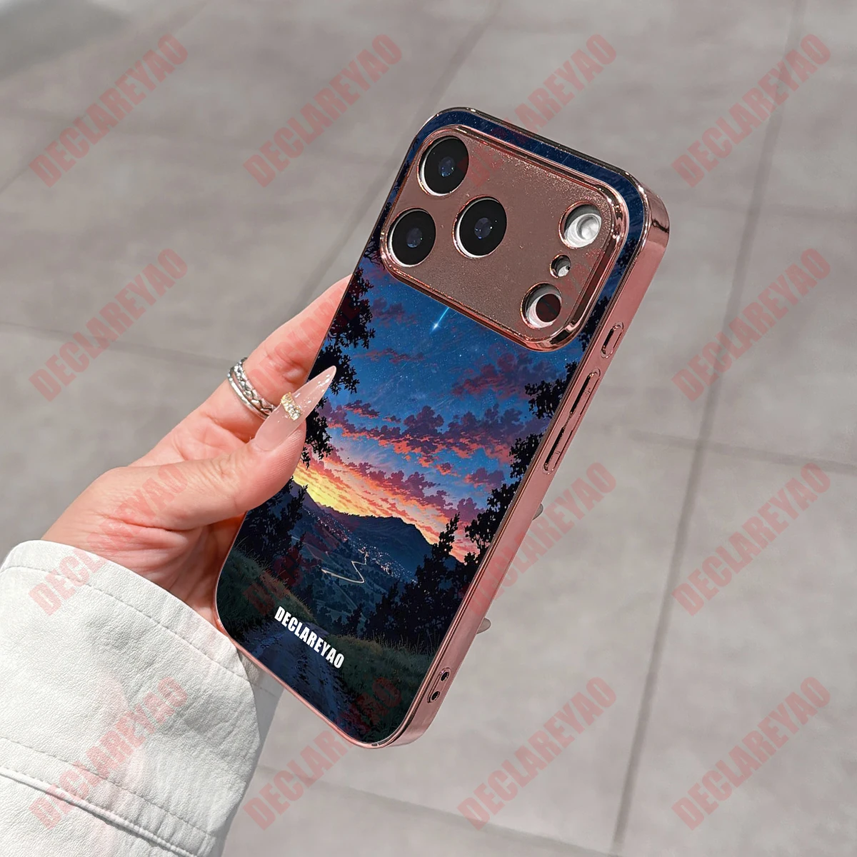 DECLAREYAO Custom Glass Case For iPhone 17 Air 16 16e 15 14 Plus 13 12 11 Pro Max X Xs XR 6 6S 7 8 SE 2020 2022 SE2 SE3 Cover view 2