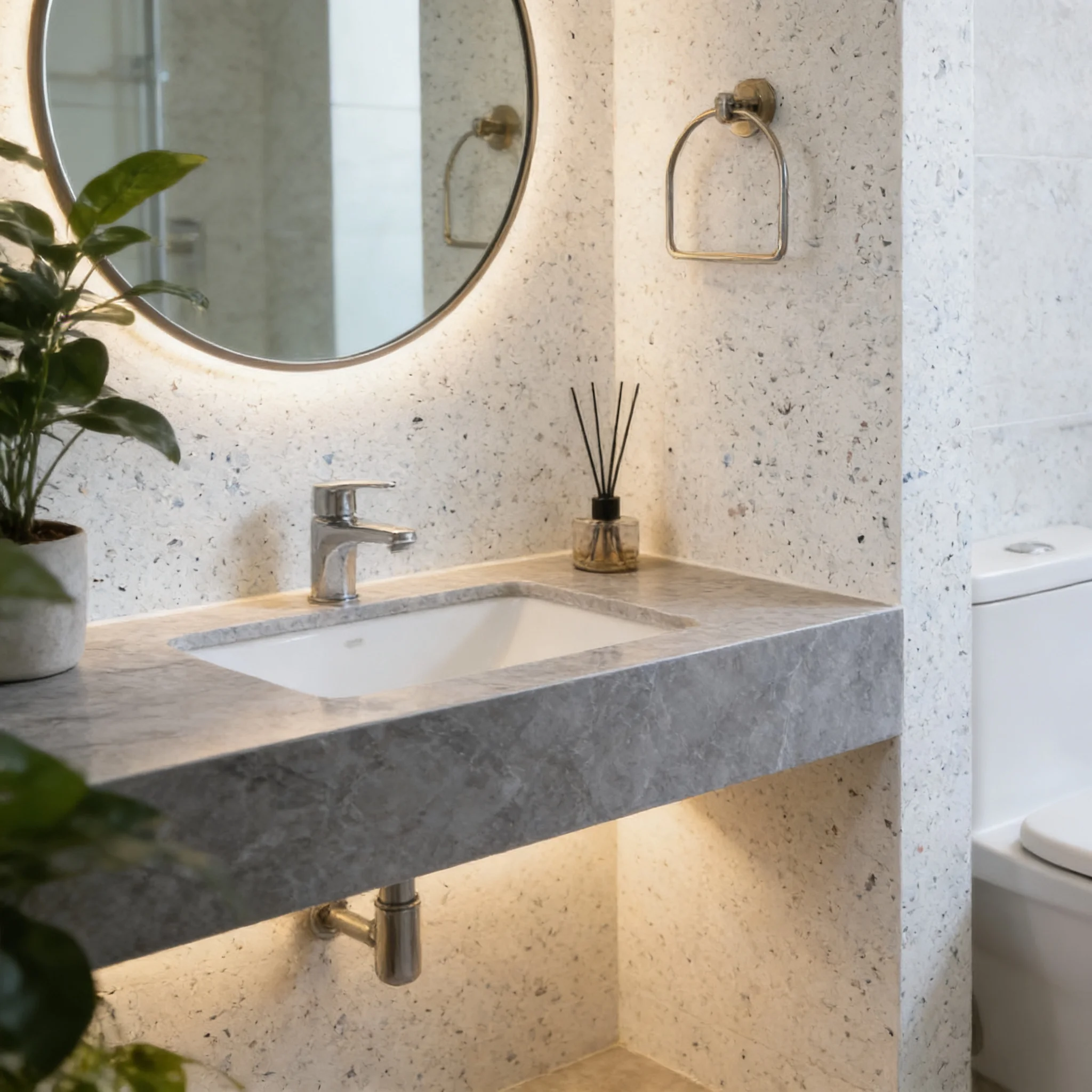 

40CM Width White Waterproof Terrazzo Kitchen Countertop Vinyl Self-Adhesive Marble Contact Paper for Home Decor Granite Look