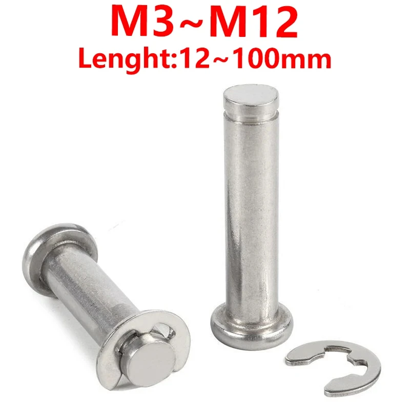 M3 M4 M5 M6 M8 M10 304 Stainless Steel Flat Head with Grooved Pin Shaft Circlip Pin Positioning Cylindrical Pin