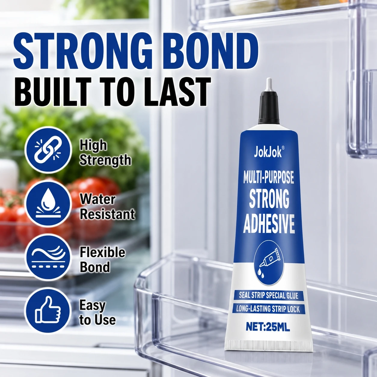 Refrigerator Repair Glue 25ML Cold Resistant Waterproof Adhesive for Fridge Drawer Door Seal Quick Drying for Plastic Glass