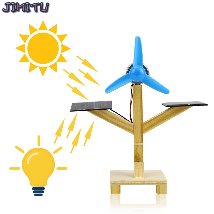 

Solar Fan Model Assembly Toy Wooden Creative Light Energy Experiment Toy Children Learning Scientific DIY Education Model