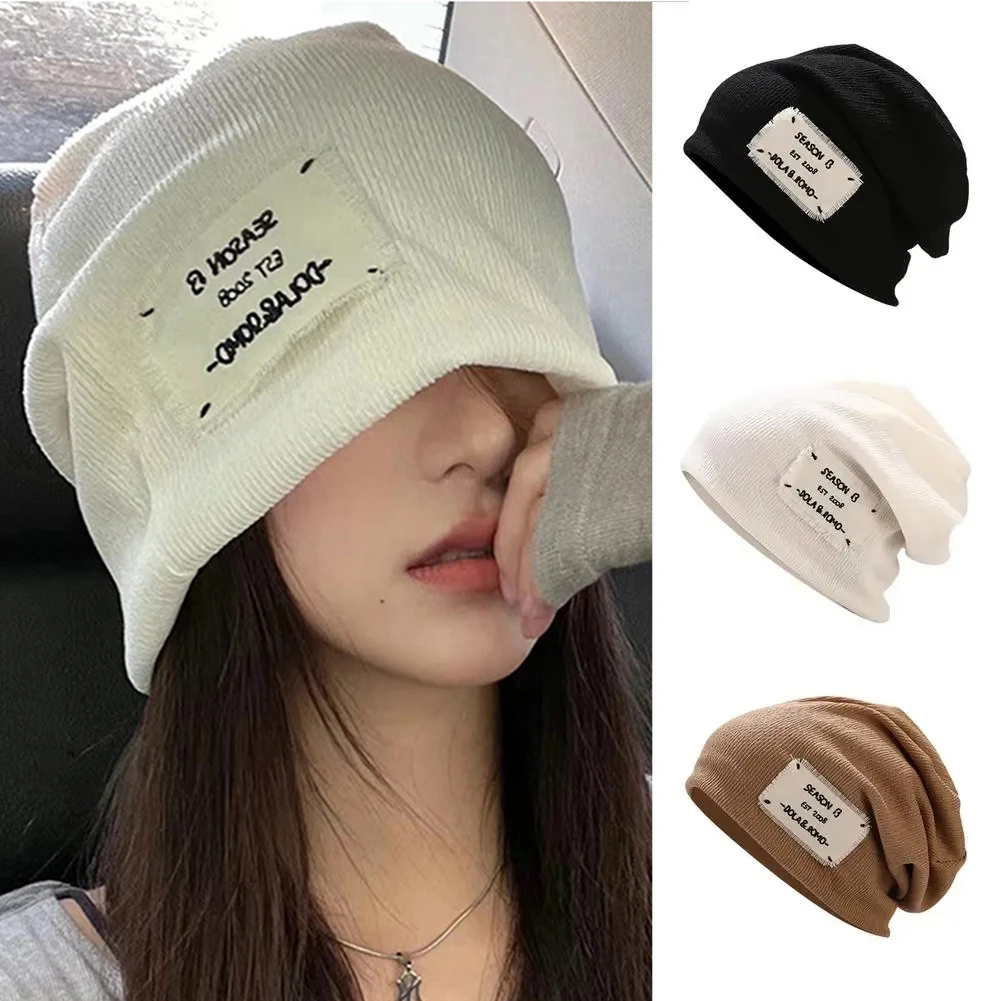 

Letter Knitted Beanies for Women Men Solid Color Casual Soft Baggy Beanie Hat Autumn Winter Keep Warm Windproof Bonnet Skull Cap