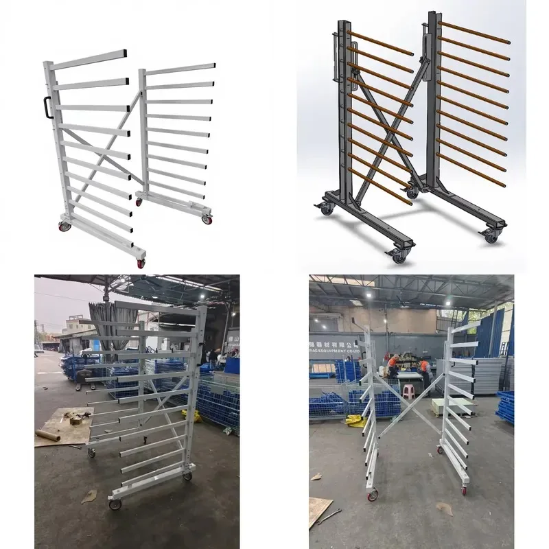 Heavy Industrial Steel Cantilever Wheel Mobile Storage Rack 1000kg Capacity Waterproof Powder Coated Long Form