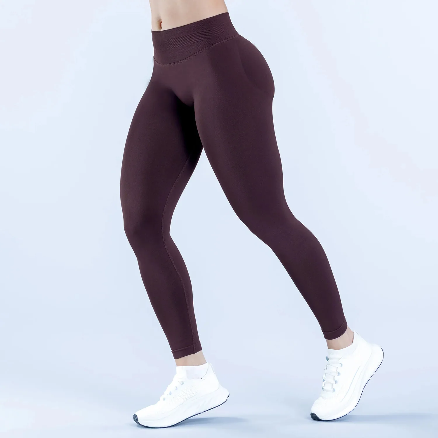 Denyf-legging met impact, naadloze yoga-legging voor dames, sportbroek, lage geribbelde band, hoge stretch fitnesslegging