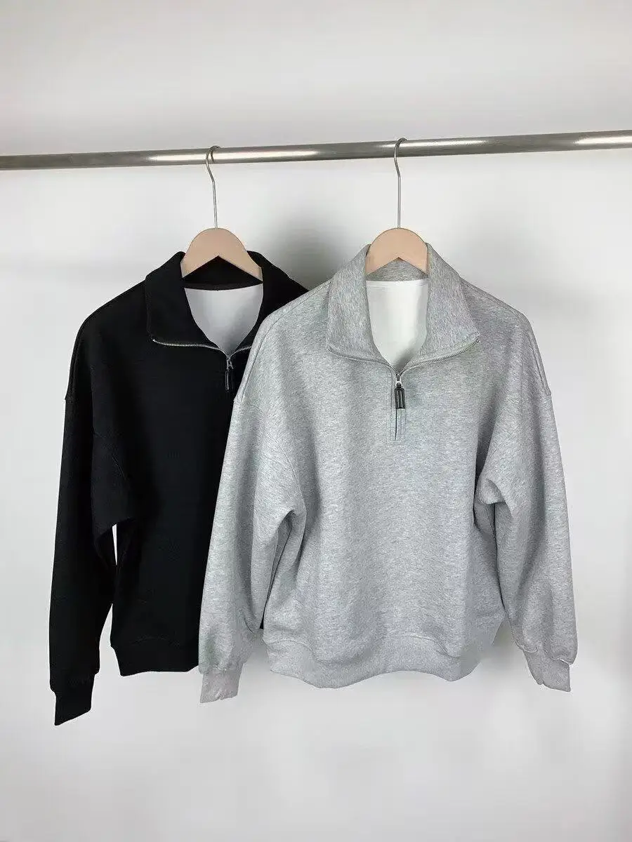 الخريف الشتاء الرجال نصف البريدي الوقوف الياقة طويلة الأكمام البلوز ملابس رياضية كاجوال دافئة مريحة فضفاضة البلوز سترة