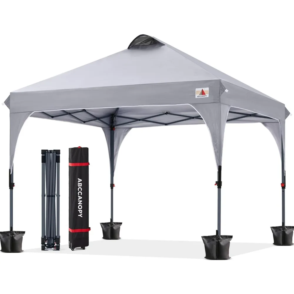 

Outdoor Pop up Canopy Tent, 10x10 Instant Portable Canopy for Camping, Beach, Backyard,Gray