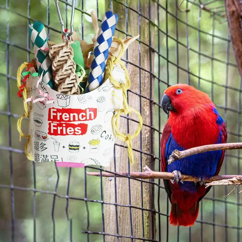 Buntes Papageien-Kauspielzeug, Papageien-Futterung, natürliches Vogelbecher-Kauspielzeug für Sittiche, Sittiche, Nymphensittiche, Lovebird und