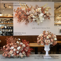 BROWN Wedding Backdrop Decor Rose moth orchid Floral Row Arrangement Birthday Party Stage Event Floor center Flower Ball Props