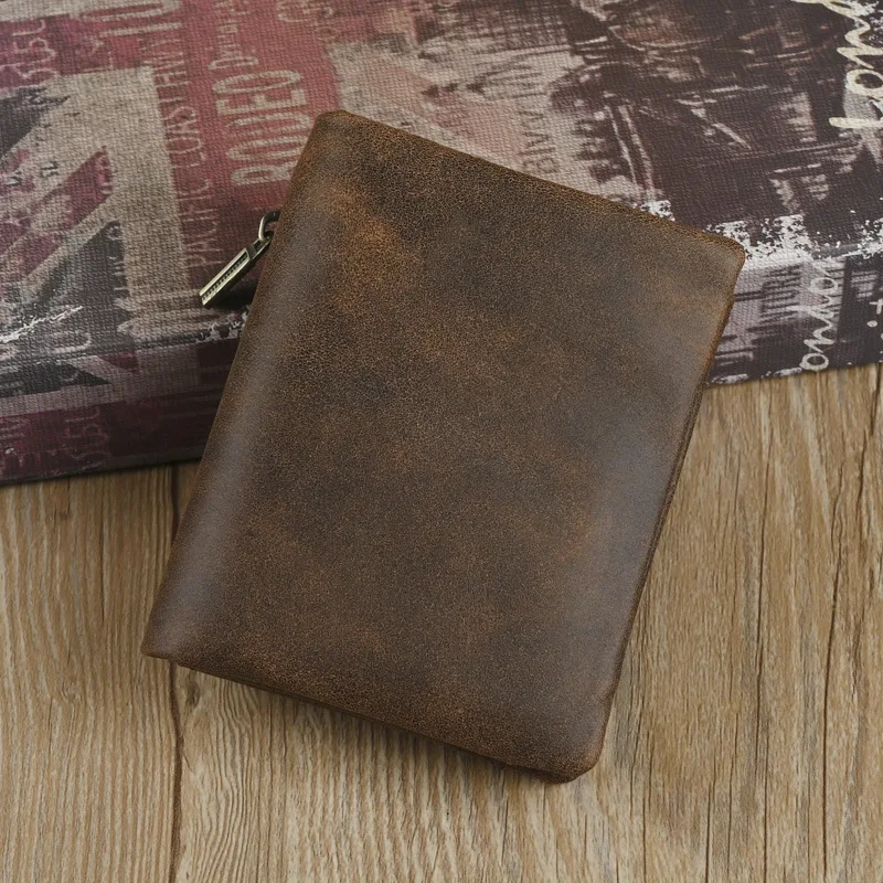 

Men Money Clip Simple Style Mini Folding Wallets Genuine Leather Coin Purse Card Holder Vintage Pouch Bag