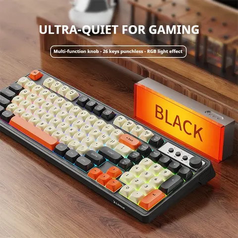 EWEADN G98 Gaming Office Keyboard, film with rainbow Backlit USB Wired Computer External Quiet, Digital area,Digh appearance