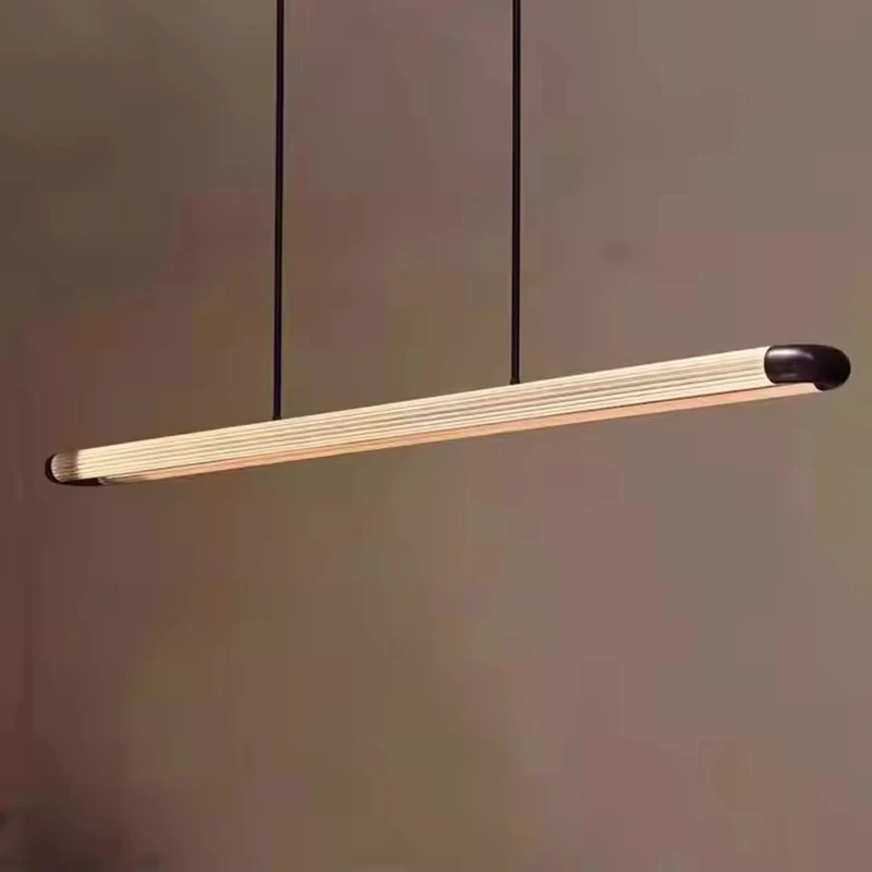 Modern Long Strip Glass Pendant Light Minimalist Linear Hanging Fixture for Kitchen Island Restaurant Bar Hotel Suspension Lamp