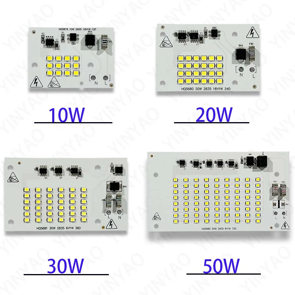 1pcs AC 220V High Power 10W 20W 30W 50W 100W 150W 200W SMD2835 Smart IC Driver-Free Floodlight  For Stadium Large area Lighting