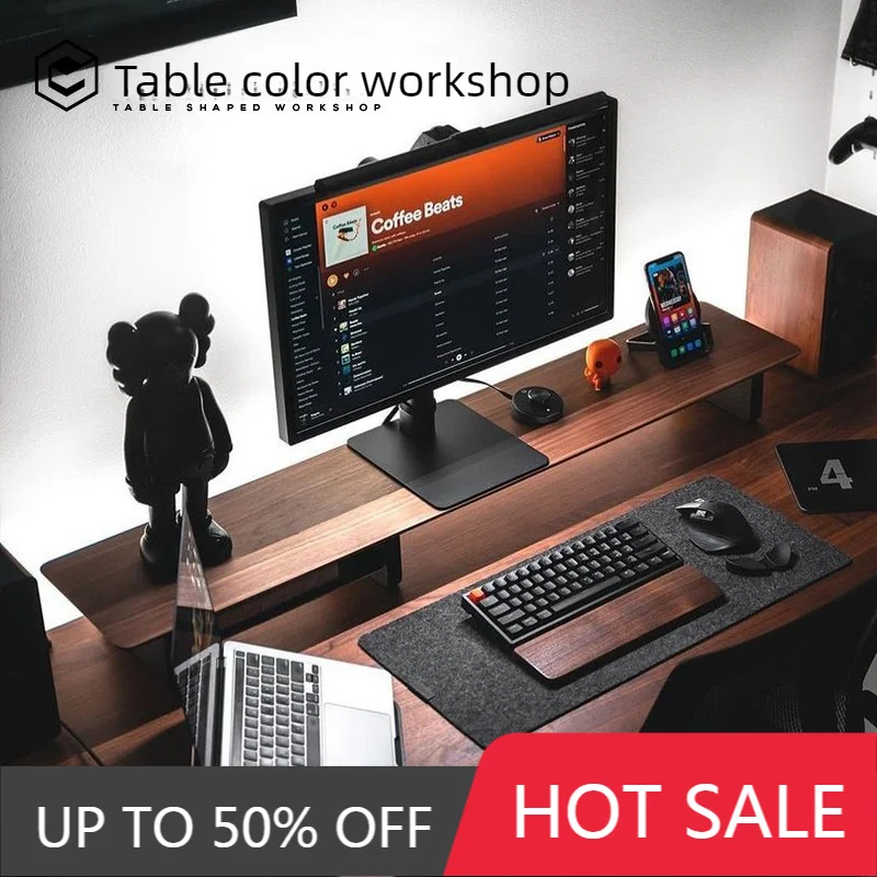 Z1 Modular Computer Monitor Elevated Stand Desktop Office Black Walnut Surface Monitor Height Increasing Rack Display Bracket