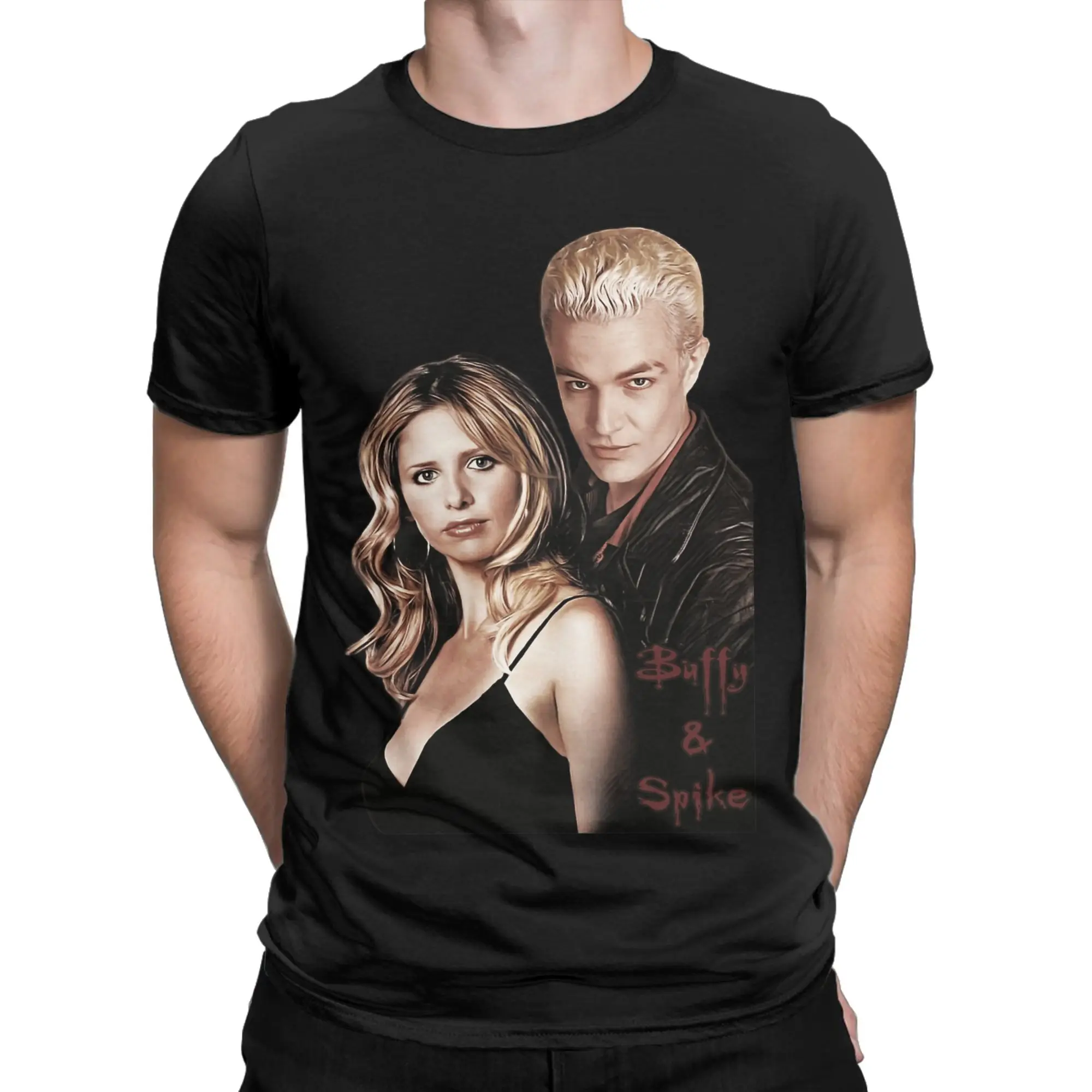 Buffy & Spike Vampire Slayer T Shirt  Popular T Shirts Short Sleeves Y2K Funny Tshirt Summer 100% Cotton Crew Neck Oversize Tees